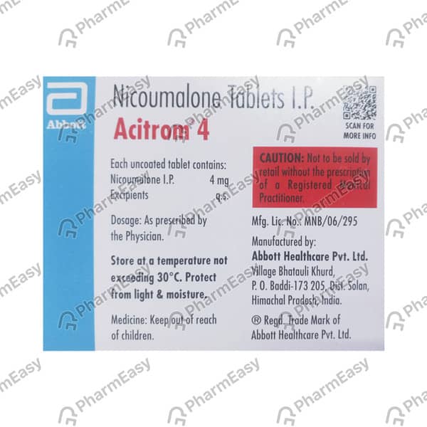 Acitrom 4Mg Strip Of 10 Tablets