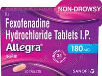Allegra 180 MG Tablet (10): Uses, Side Effects, Price, Dosage ...