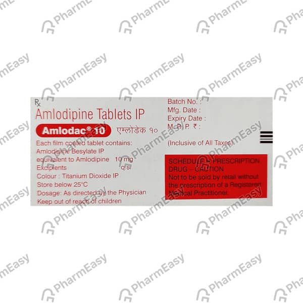 Amlodac 10mg Strip Of 10 Tablets