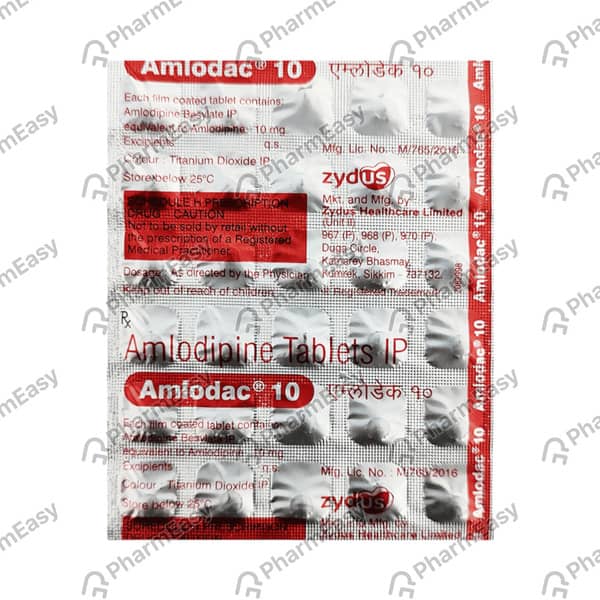 Amlodac 10mg Strip Of 10 Tablets