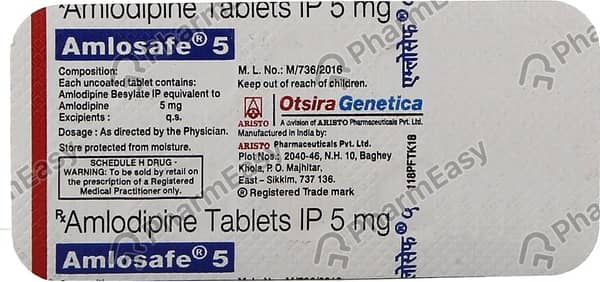 Amlosafe 5mg Strip Of 10 Tablets