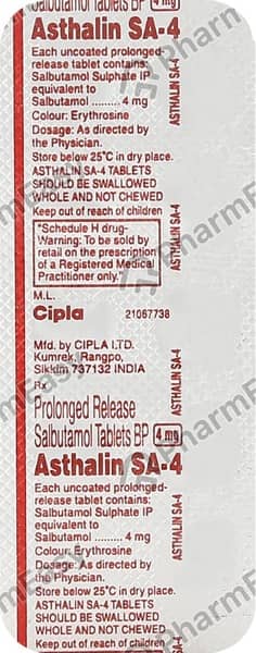 Asthalin Sa 4Mg Strip Of 10 Tablets