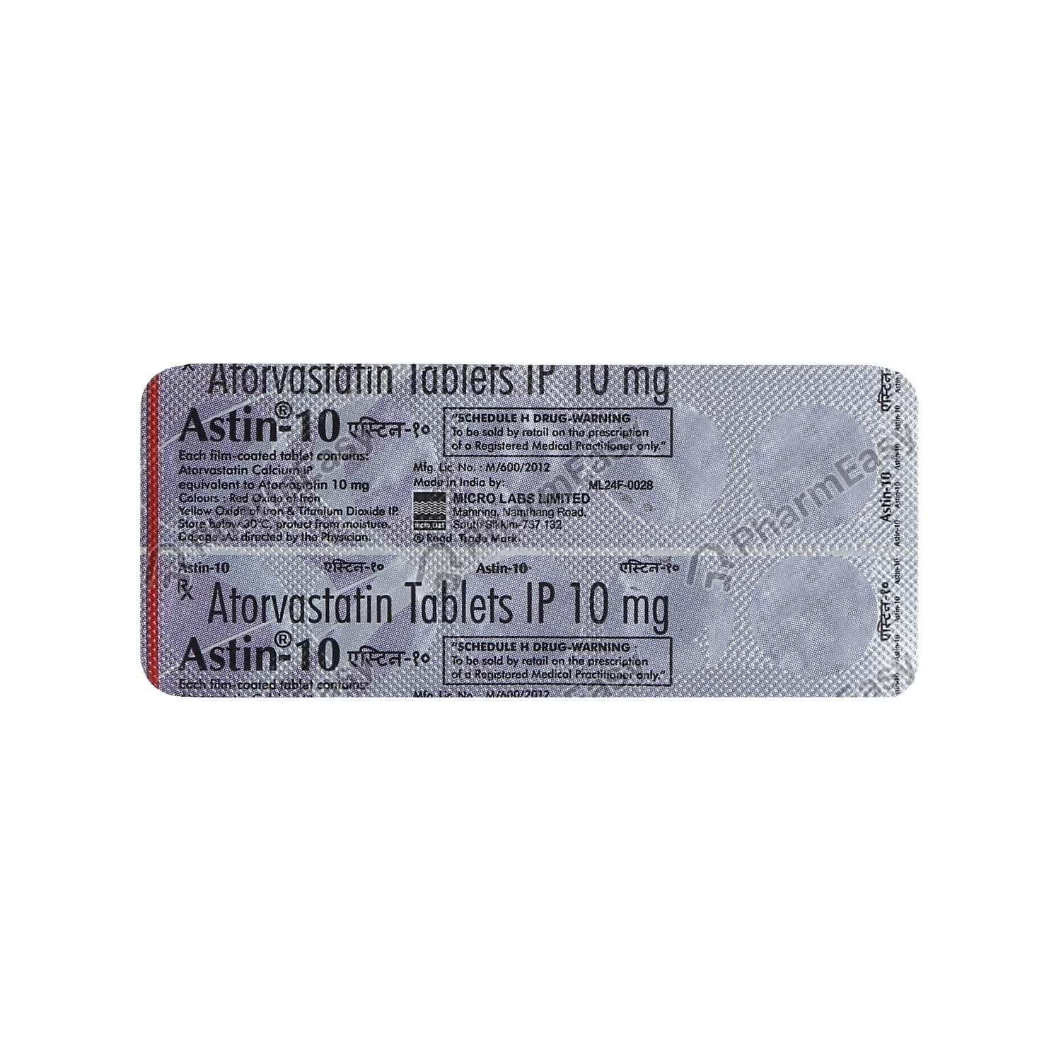 Astin 10 MG Tablet (10) - Uses, Side Effects, Dosage, Composition