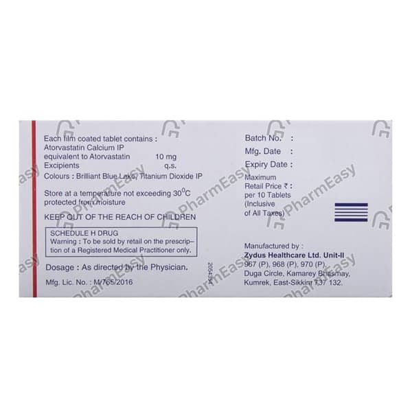 Atorva 10mg Strip Of 10 Tablets