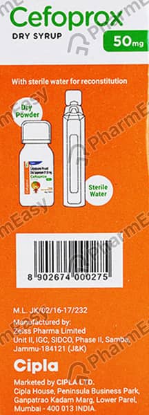 Cefoprox 50mg Bottle Of 30ml Dry Syrup