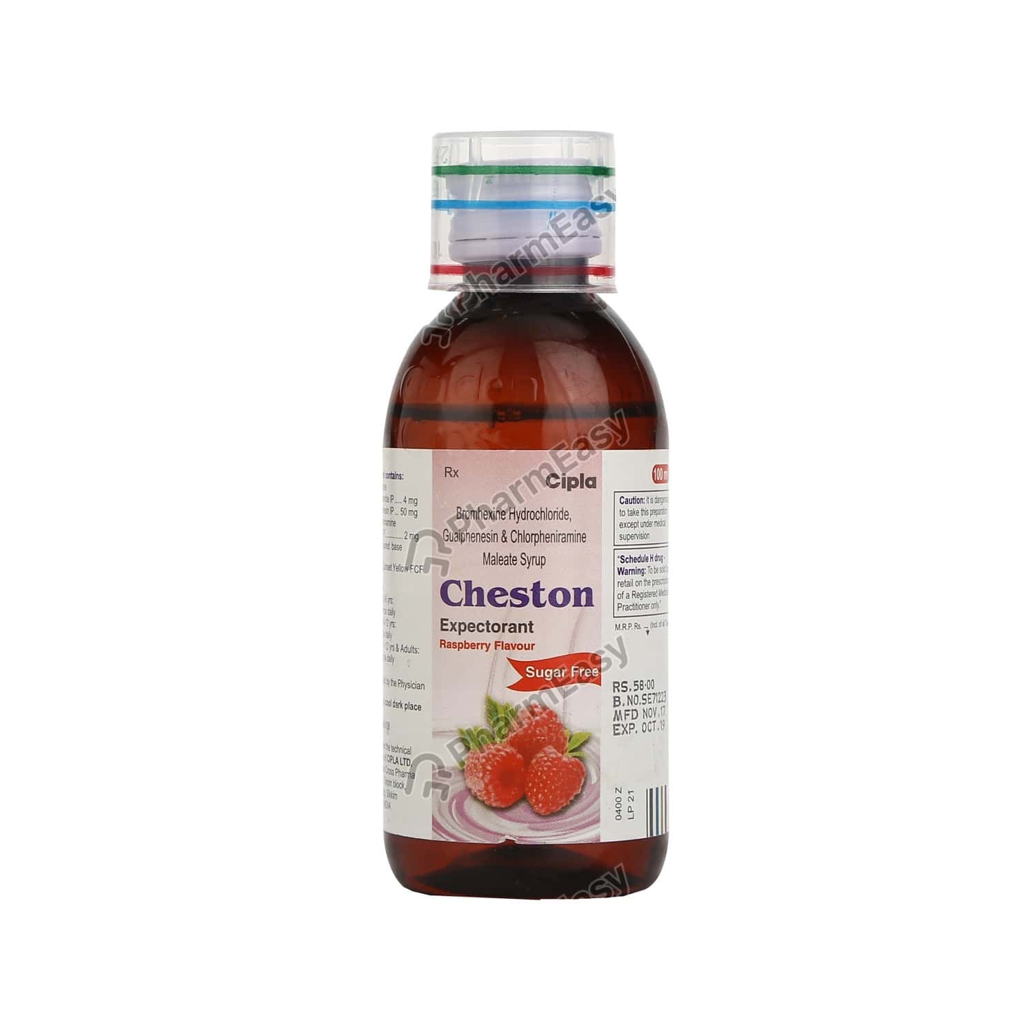 Cheston Raspberry Flavour Sugar Free Bottle Of 100ml Expectorant Uses