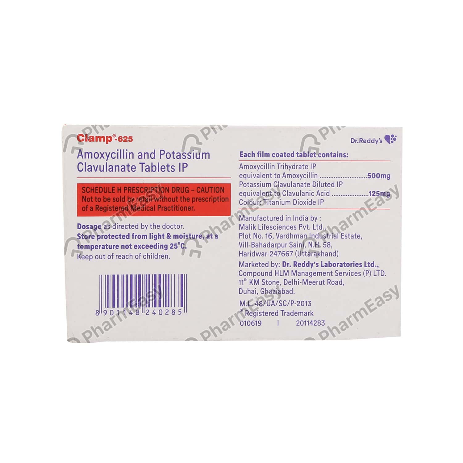 Clamp 625mg Strip Of 10 Tablets Uses, Side Effects, Dosage, Composition & Price PharmEasy