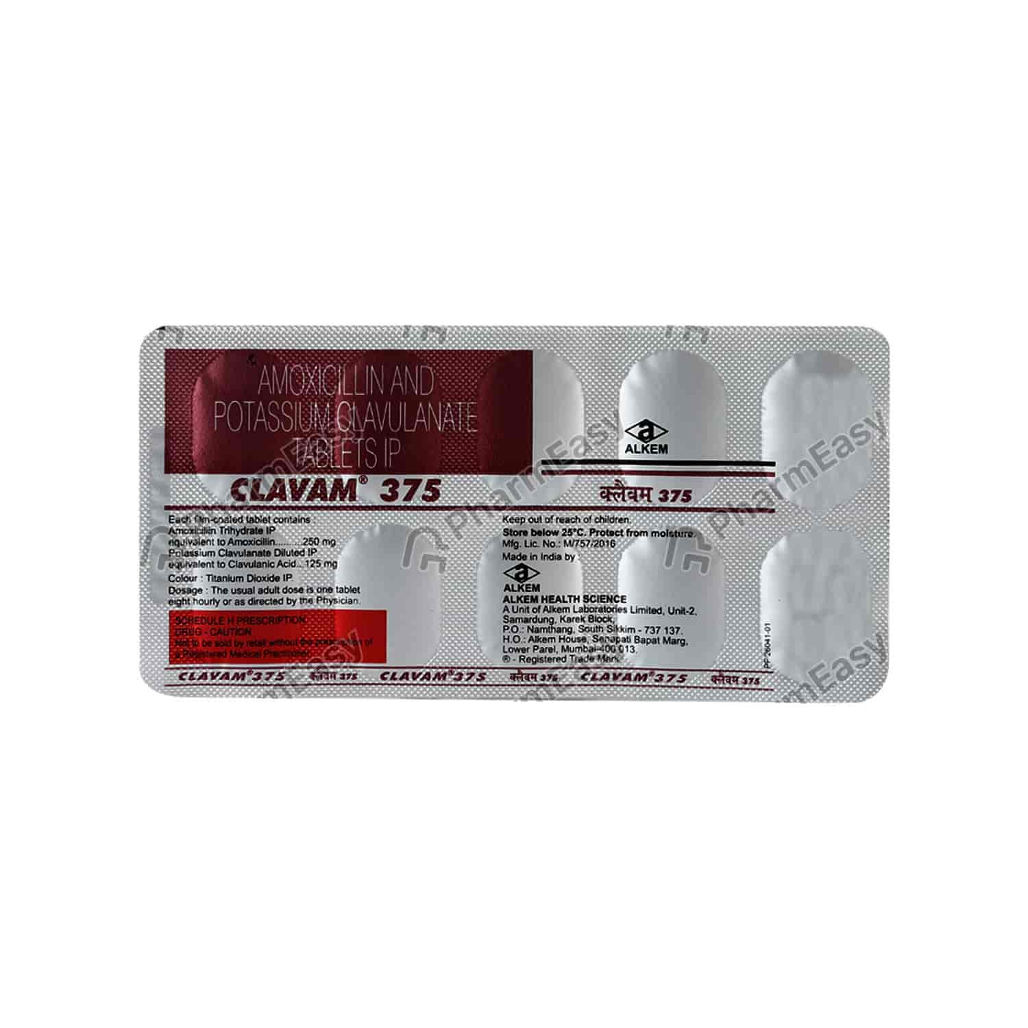 Clavam 375mg Tab - Uses, Side Effects, Dosage, Composition & Price ...