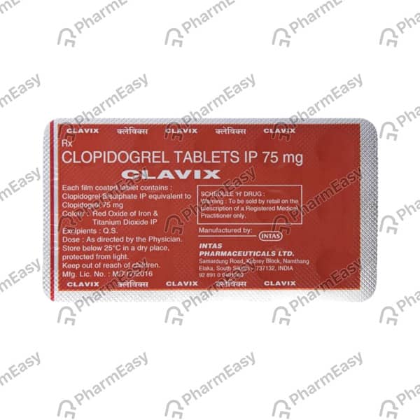 Clavix 75mg Strip Of 10 Tablets