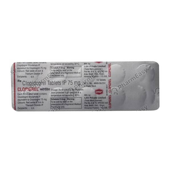 Clopigrel 75Mg Strip Of 10 Tablets