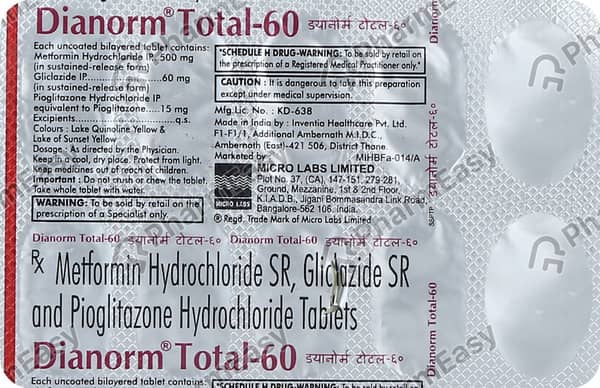Dianorm Total 60mg Strip Of 10 Tablets