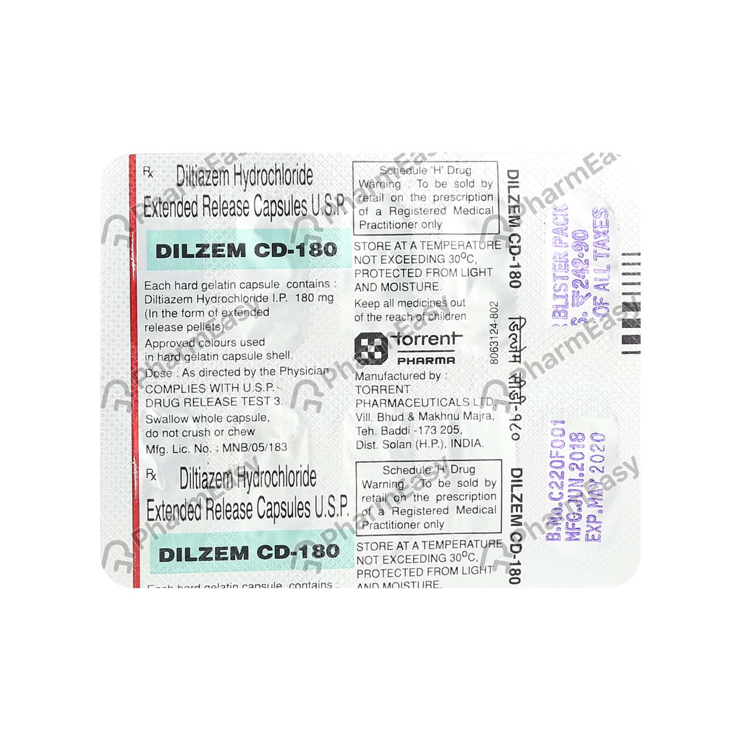 Dilzem Er Cd 180 MG Capsule (10) Uses, Side Effects, Dosage