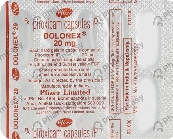 Dolonex 20mg Strip Of 10 Capsules