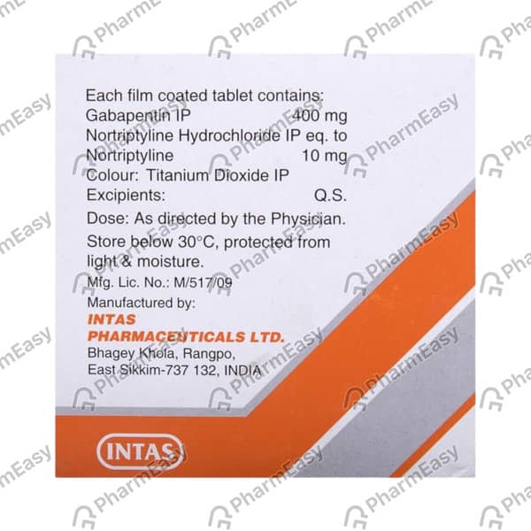 Gabapin Nt 400/10mg Strip Of 10 Tablets