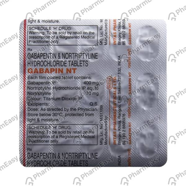Gabapin Nt 400/10mg Strip Of 10 Tablets