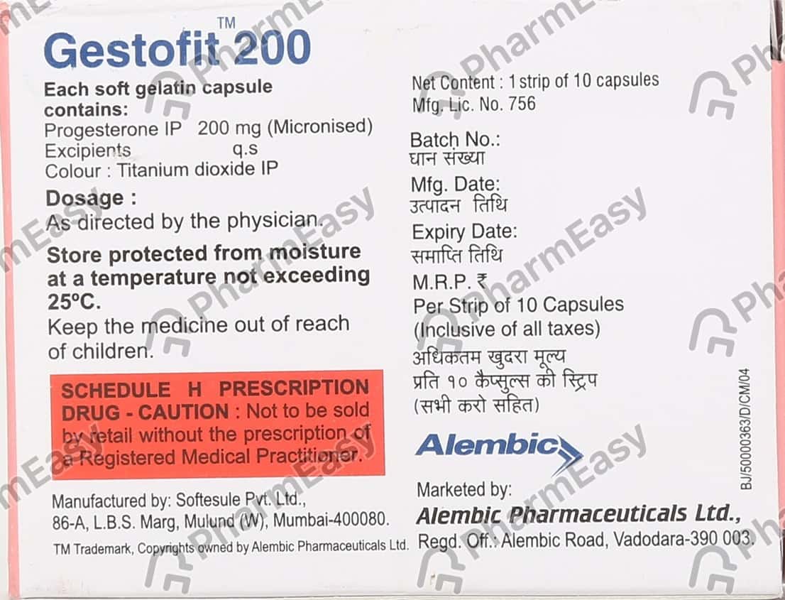 Gestofit 200 MG Oral/Vaginal/Rectal Capsule (10) Uses, Side Effects