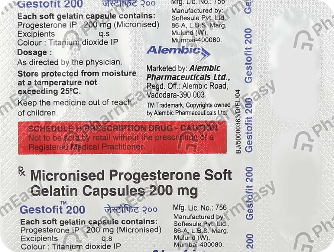 Gestofit 200 MG Oral/Vaginal/Rectal Capsule (10) Uses, Side Effects