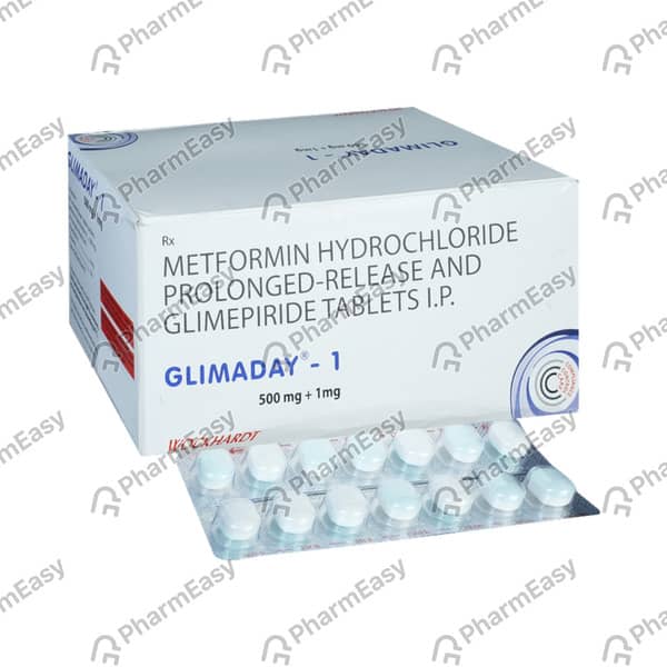 Glimaday 1mg Strip Of 15 Tablets