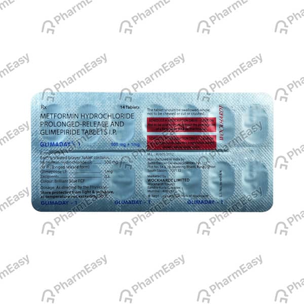 Glimaday 1mg Strip Of 15 Tablets