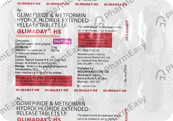 Glimaday Hs 2/850mg Strip Of 10 Tablets