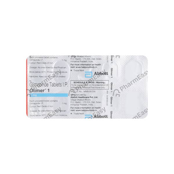 Glimer 1mg Strip Of 10 Tablets