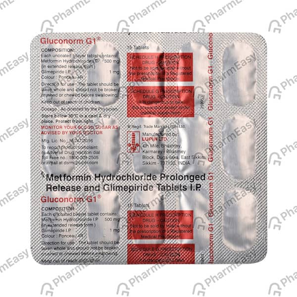 Gluconorm G 1mg Strip Of 10 Tablets