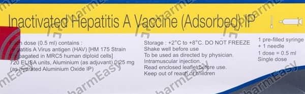 Havrix 720 Pre Filled Syringe Of 0.5ml Vaccine