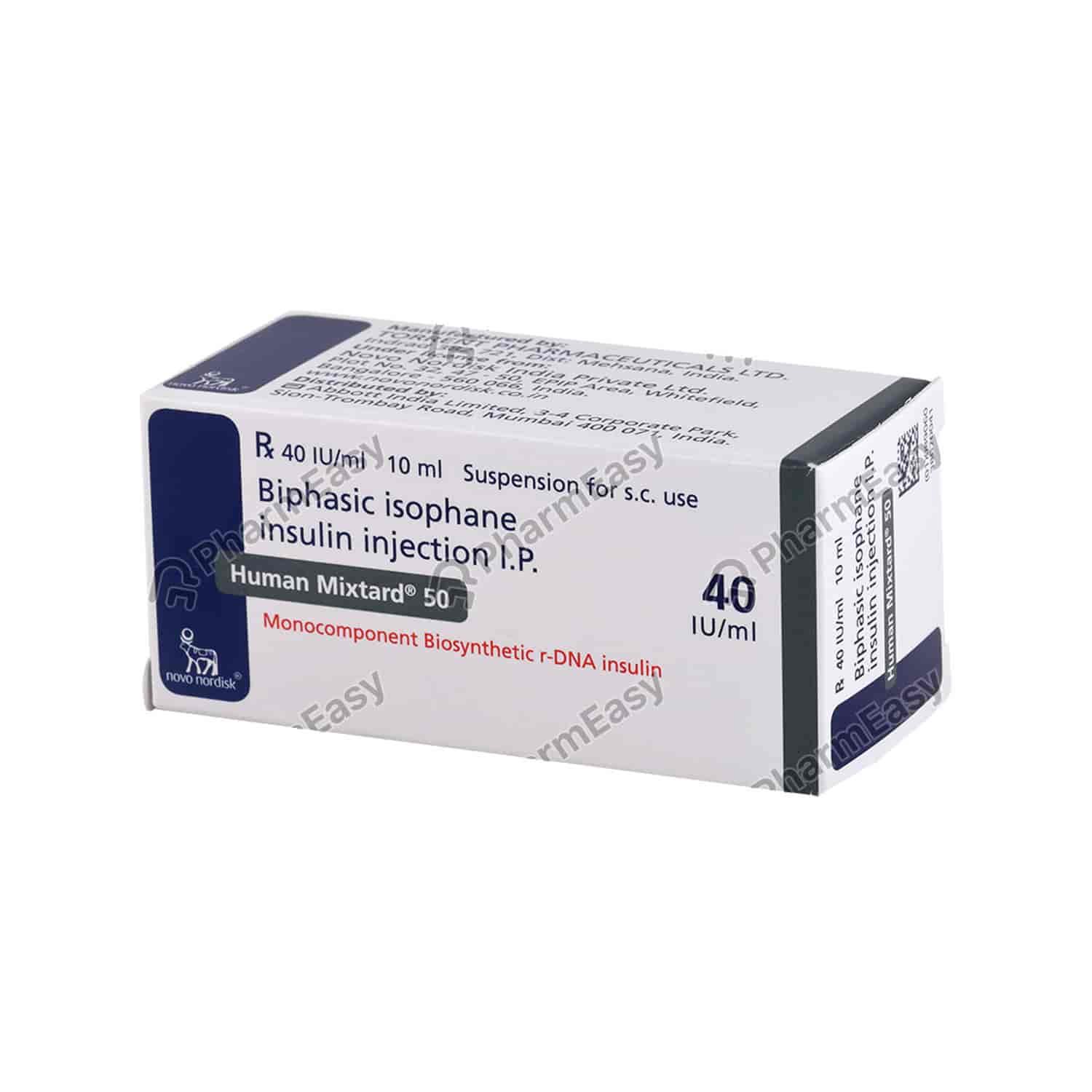 Human Mixtard 50/50 40iu Injection 10ml - Uses, Side Effects, Dosage ...