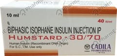 HUMSTARD 30/70 40IU VIAL OF 10ML INJECTION