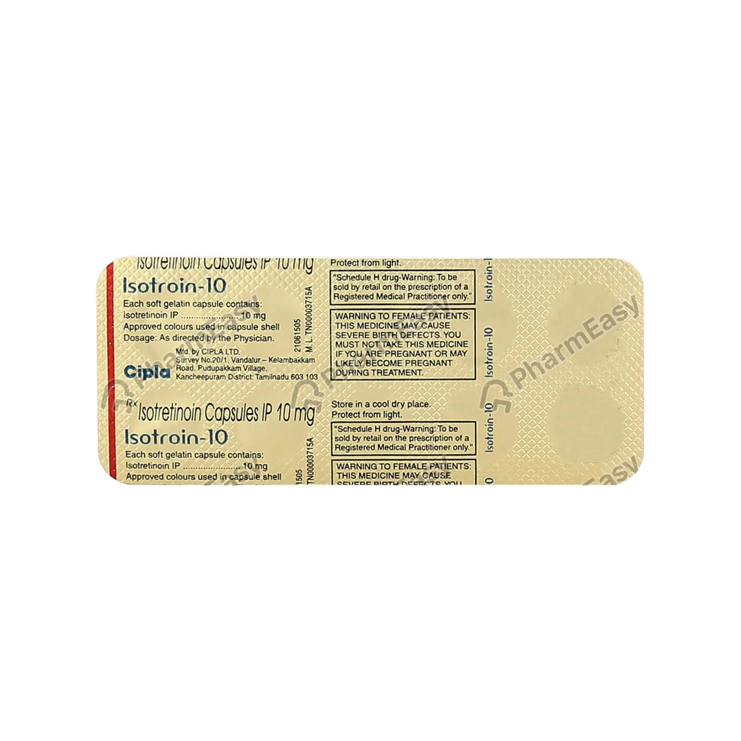 Isotroin 10mg Strip Of 10 Capsules