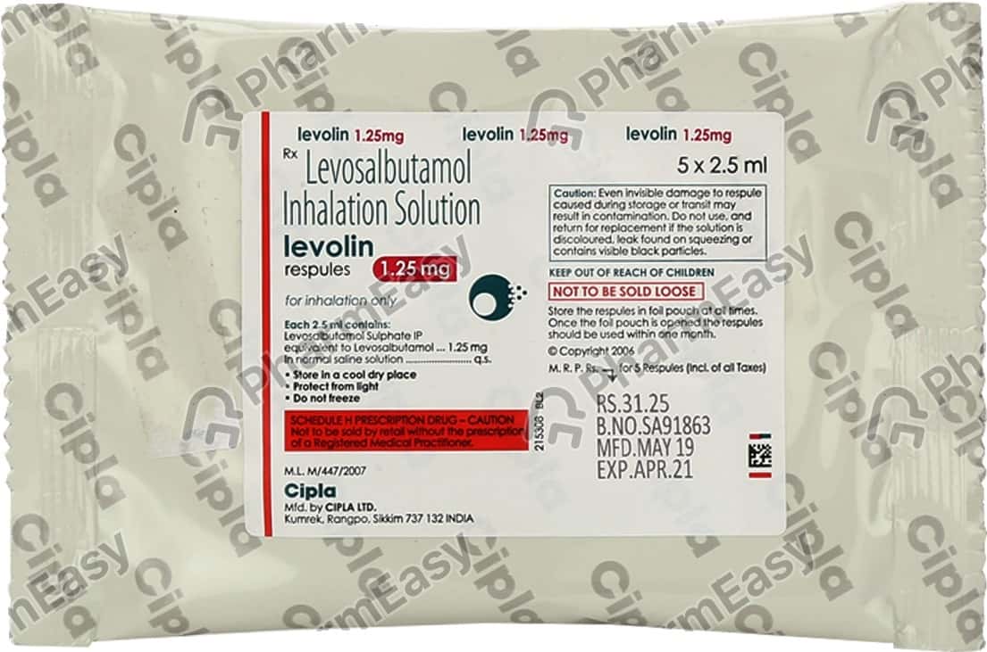 Levolin 1.25 MG Respule (5) Uses, Side Effects, Price & Dosage PharmEasy