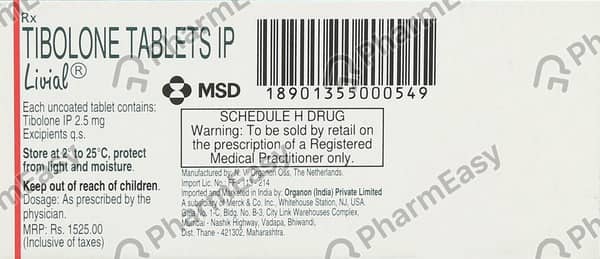 Livial 2.5Mg Strip Of 28 Tablets