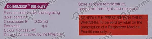 Lonazep Md 0.25mg Strip Of 10 Tablets