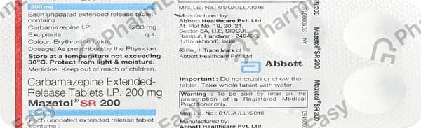Mazetol Sr 200mg Strip Of 10 Tablets