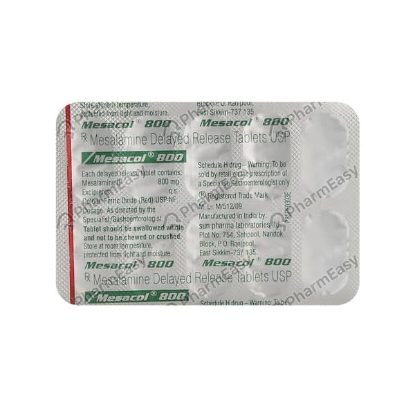 Mesacol 800mg Strip Of 10 Tablets