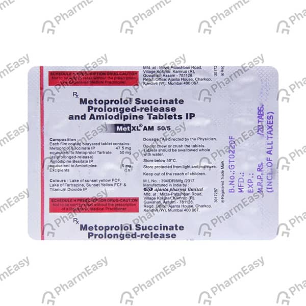 Met Xl Am 50/5Mg Strip Of 10 Tablets