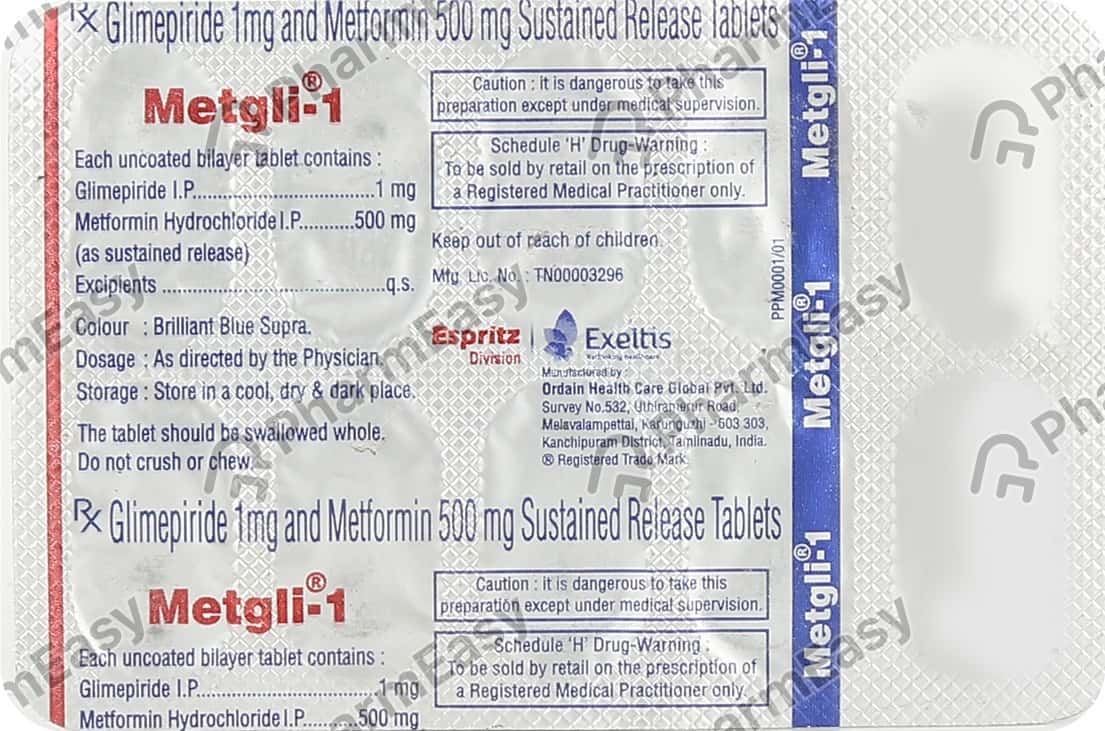 Metgli 1mg Strip Of 10 Tablets: Uses, Side Effects, Price & Dosage ...