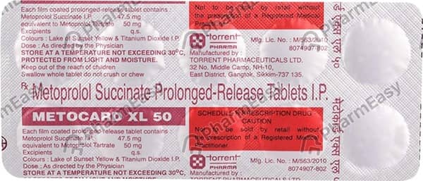 Metocard Xl 50mg Strip Of 10 Tablets