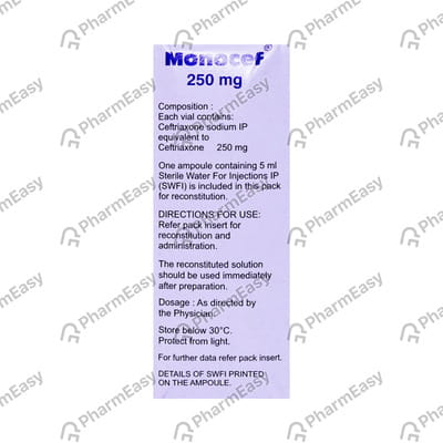 Monocef 250mg Dry Vial Of 1 Powder For Injection