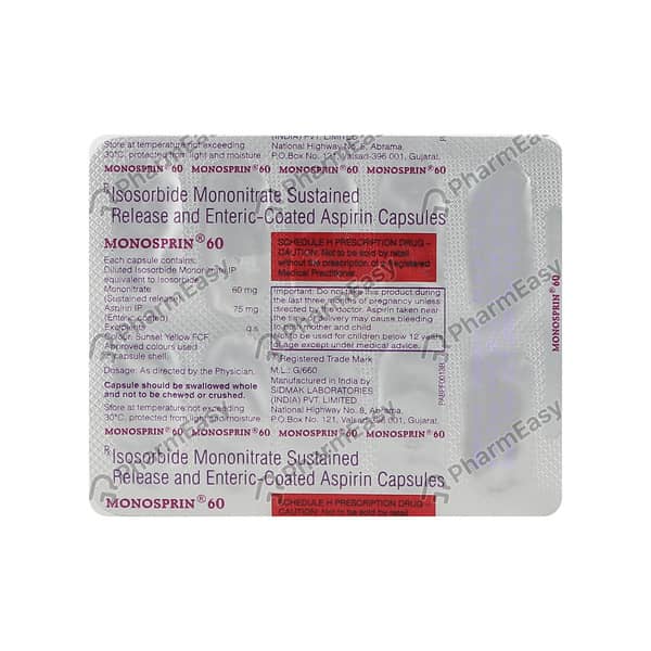 Monosprin 60mg Strip Of 10 Capsules