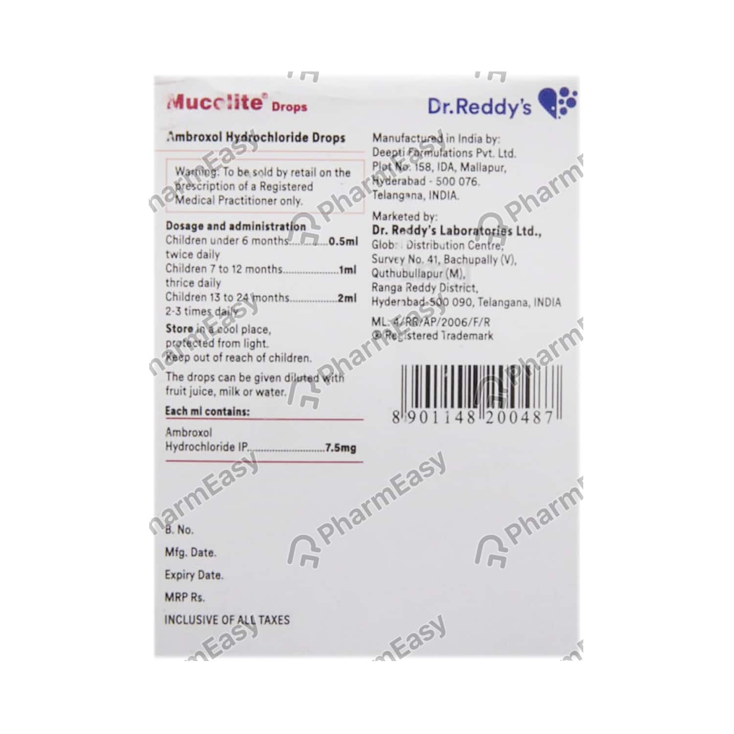 Mucolite 7.5 MG Oral Drop (15) Uses, Side Effects, Dosage