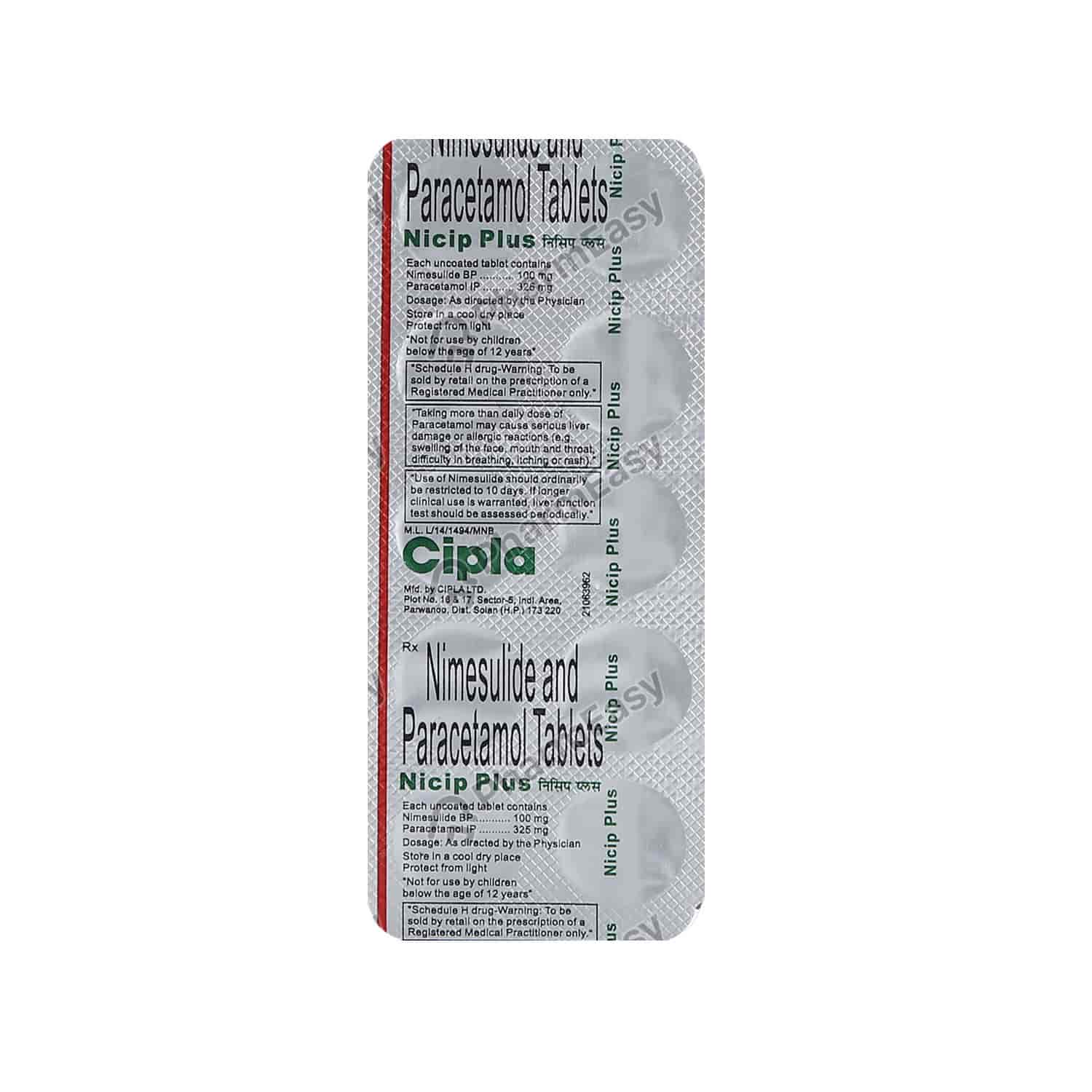Nicip Plus Tab - Uses, Side Effects, Dosage, Composition & Price ...