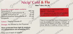 NICIP COLD AND FLU STRIP OF 10 TABLETS
