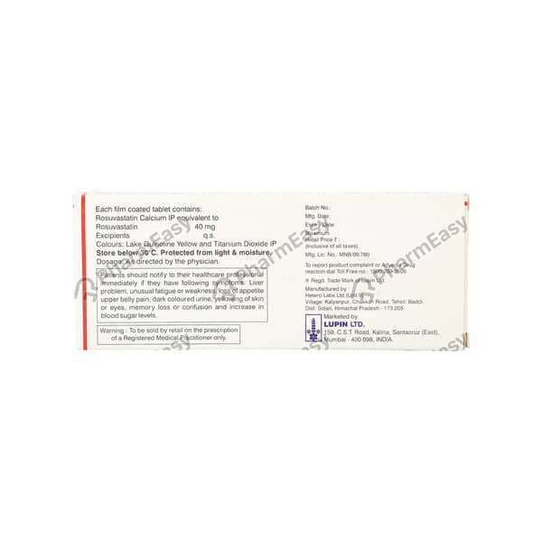 Novastat 40mg Strip Of 10 Tablets