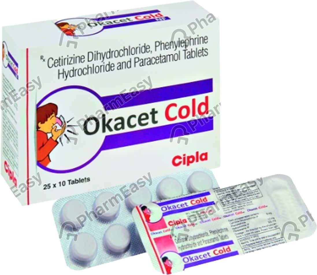 Okacet Cold Strip Of 10 Tablets Uses, Side Effects, Price, Dosage