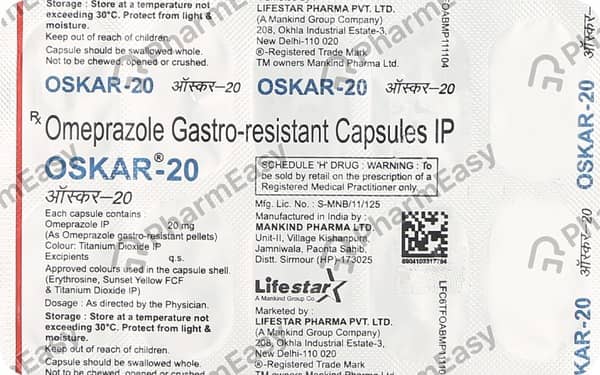 Oskar 20mg Strip Of 10 Capsules