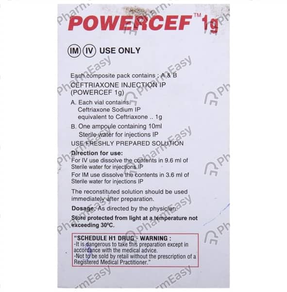 Powercef 1gm Dry Vial Of 1 Powder For Injection