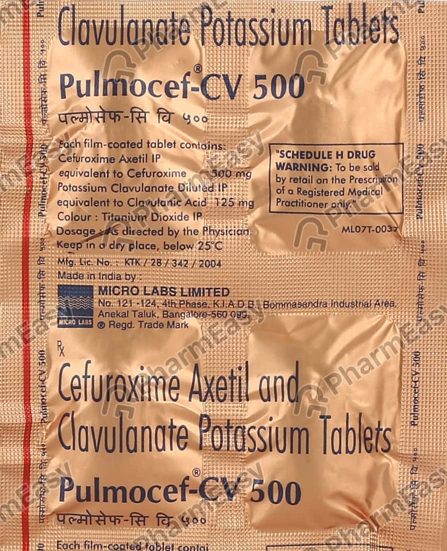 Pulmocef Cv 500mg Strip Of 4 Tablets Uses Side Effects Price 