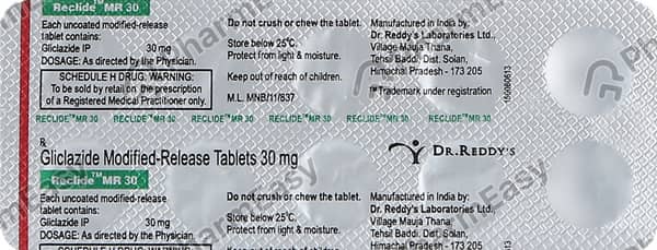 Reclide Mr 30mg Strip Of 10 Tablets