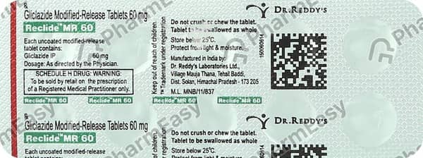 Reclide Mr 60mg Strip Of 10 Tablets